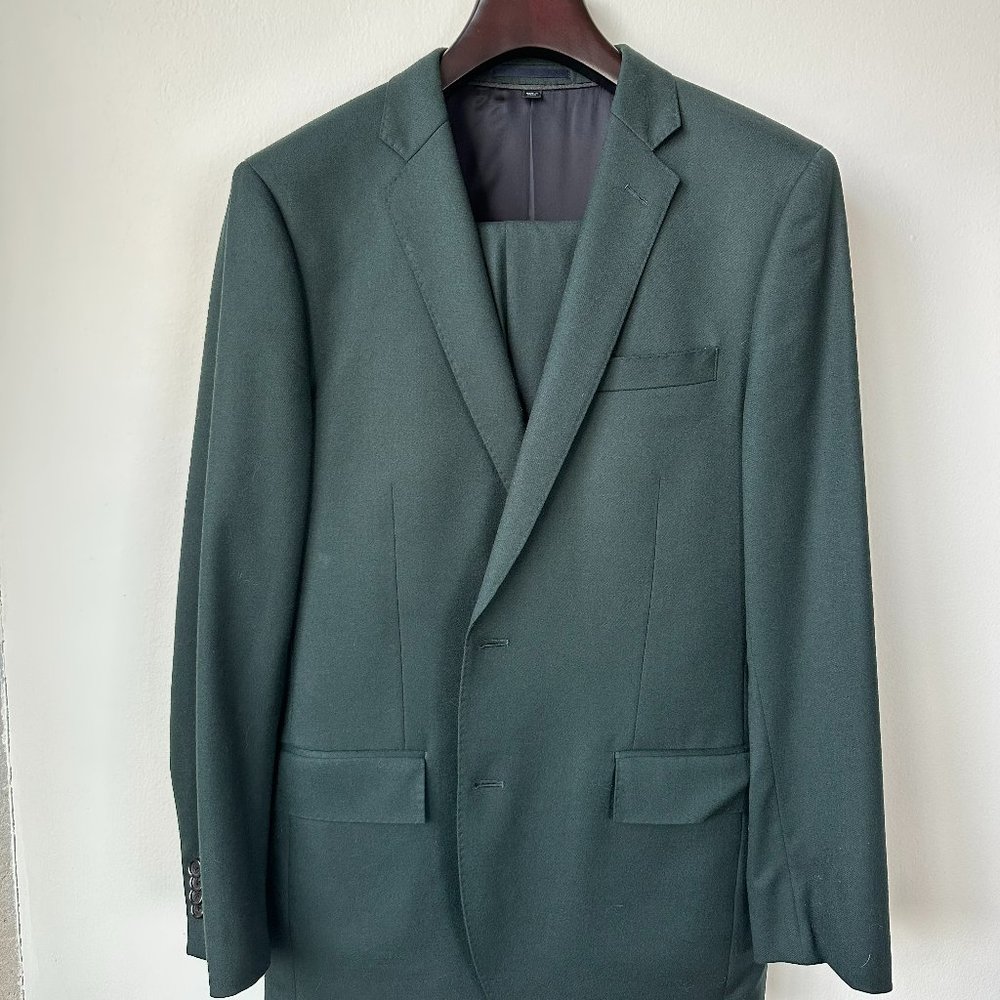 J Crew Ludlow Suit - Dark Hunter Green Flannel - 40R
